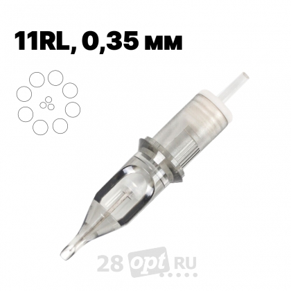 Картриджи для художественной татуировки EZ Revolution RC1211RL Round Liner 11, 0,35 мм, коробка 20 шт.